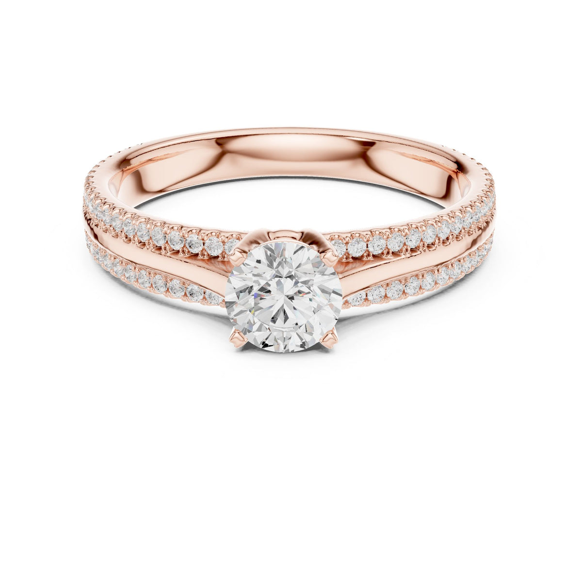 Round Accented Lab Grown Diamond Engagement Ring
