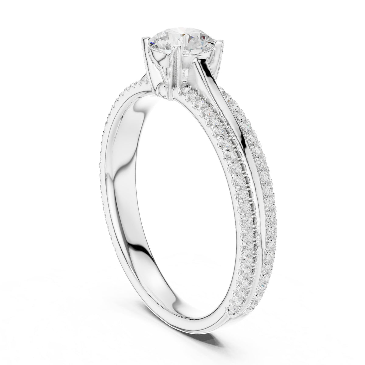Round Accented Lab Grown Diamond Engagement Ring