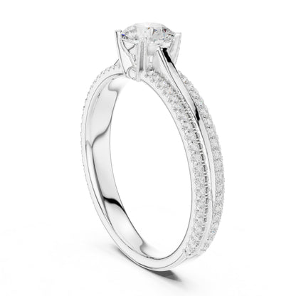 Round Accented Lab Grown Diamond Engagement Ring