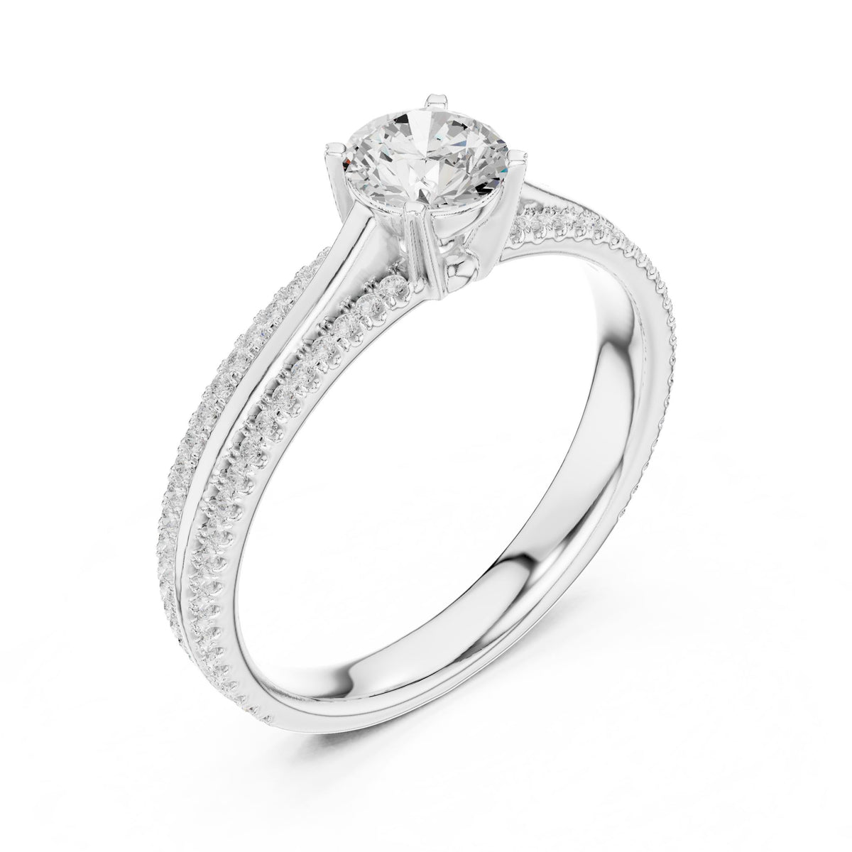 Round Accented Lab Grown Diamond Engagement Ring