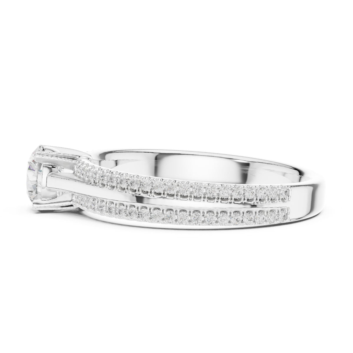 Round Accented Lab Grown Diamond Engagement Ring