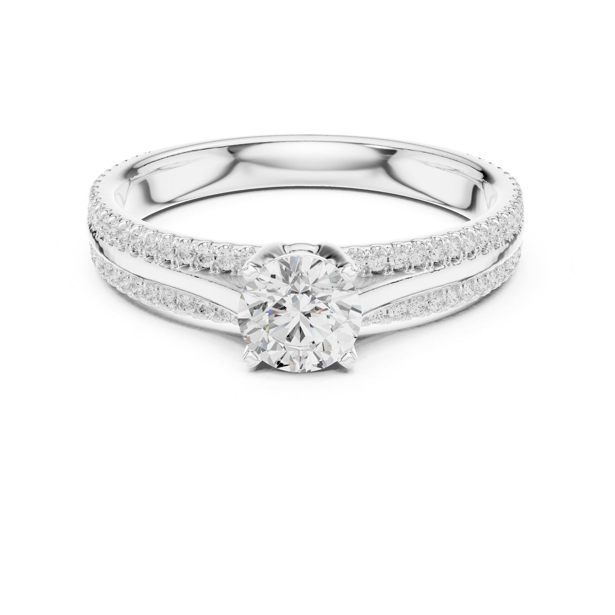 Round Accented Lab Grown Diamond Engagement Ring