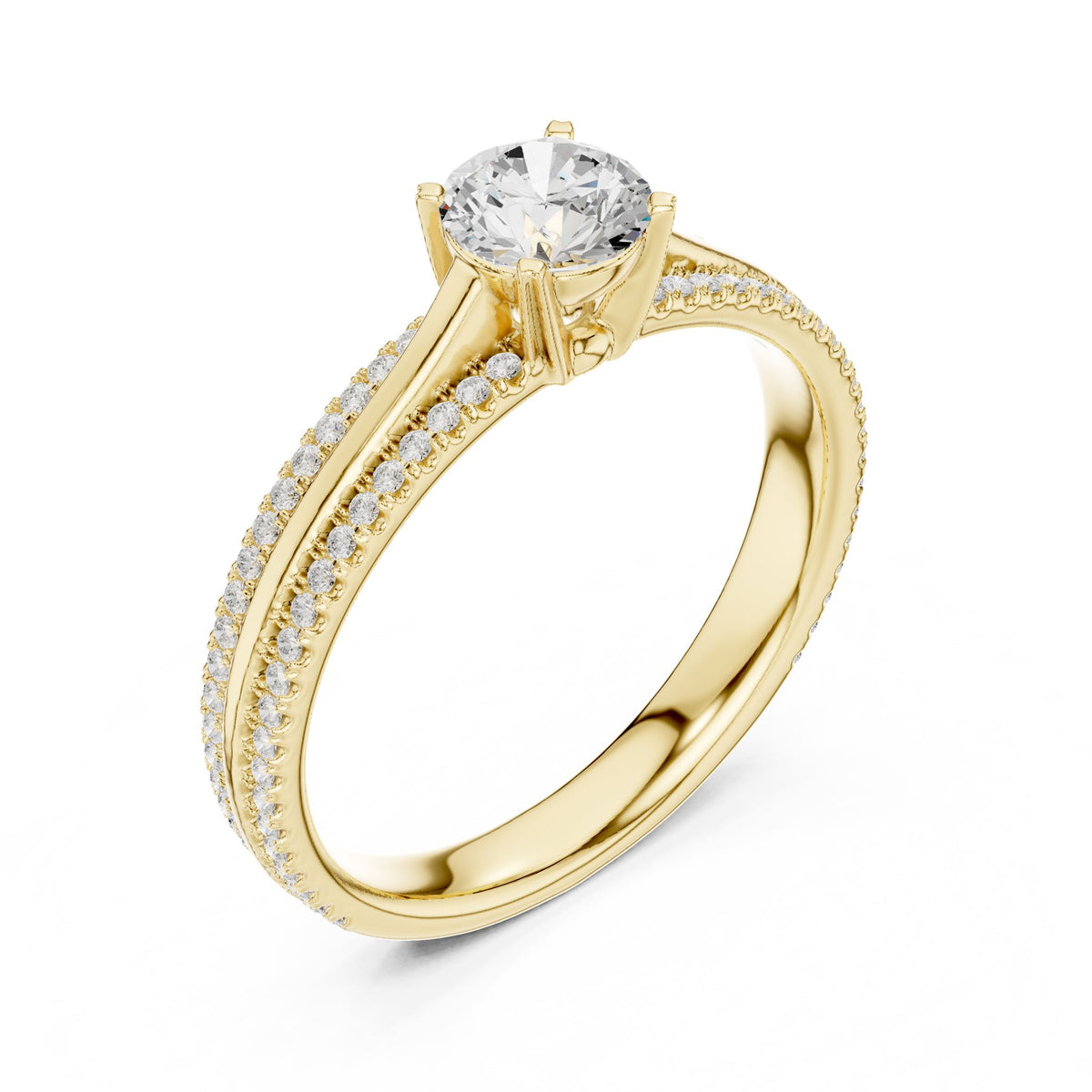 Round Accented Lab Grown Diamond Engagement Ring