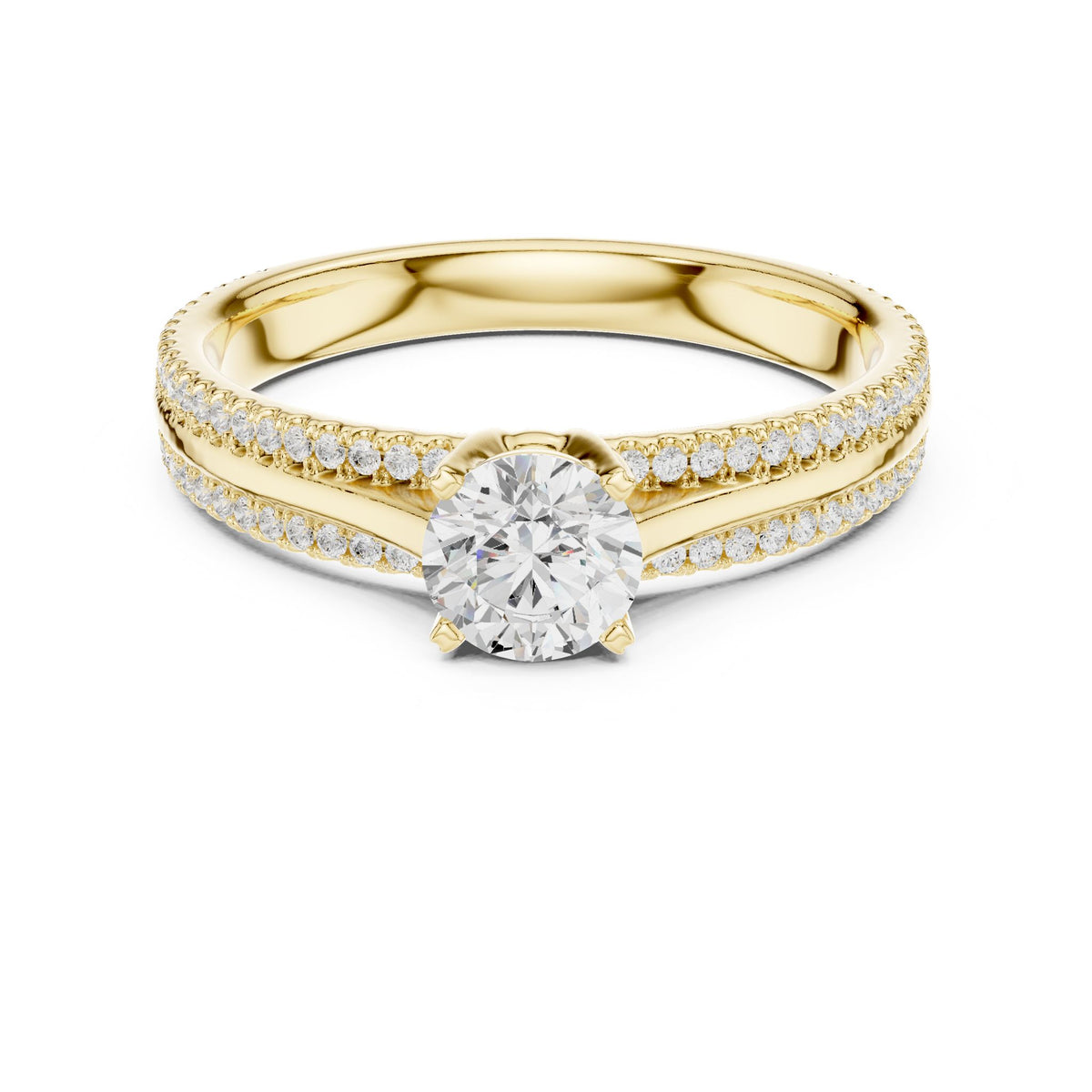 Round Accented Lab Grown Diamond Engagement Ring