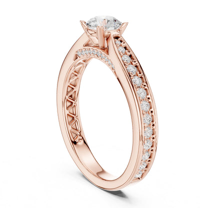 Round Accented Lab Grown Diamond Engagement Ring
