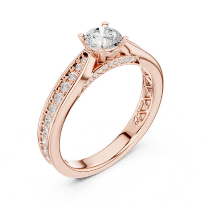 Round Accented Lab Grown Diamond Engagement Ring