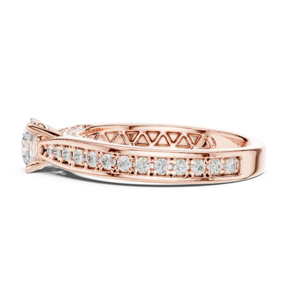 Round Accented Lab Grown Diamond Engagement Ring