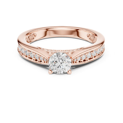 Round Accented Lab Grown Diamond Engagement Ring