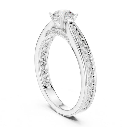 Round Accented Lab Grown Diamond Engagement Ring