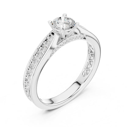 Round Accented Lab Grown Diamond Engagement Ring