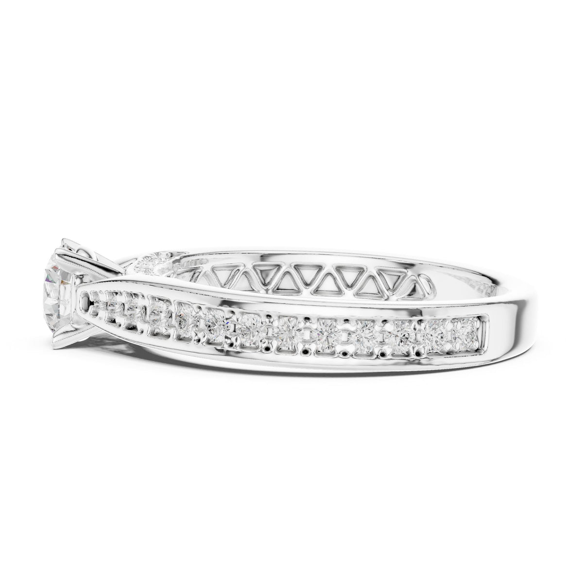 Round Accented Lab Grown Diamond Engagement Ring