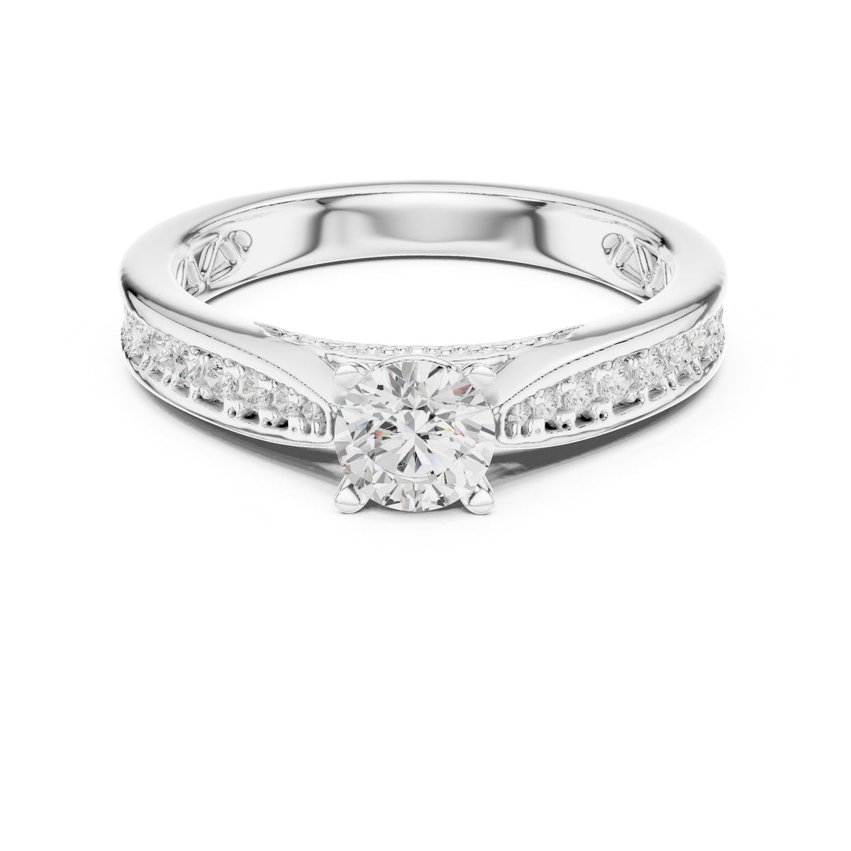 Round Accented Lab Grown Diamond Engagement Ring
