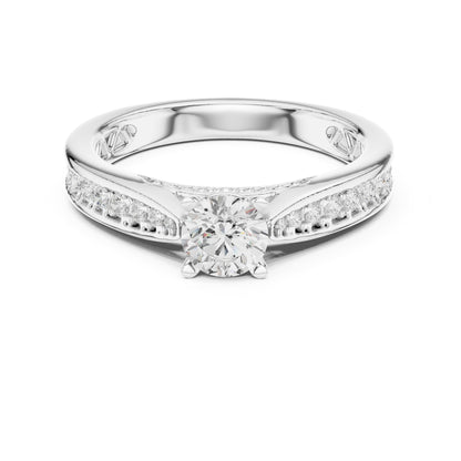 Round Accented Lab Grown Diamond Engagement Ring