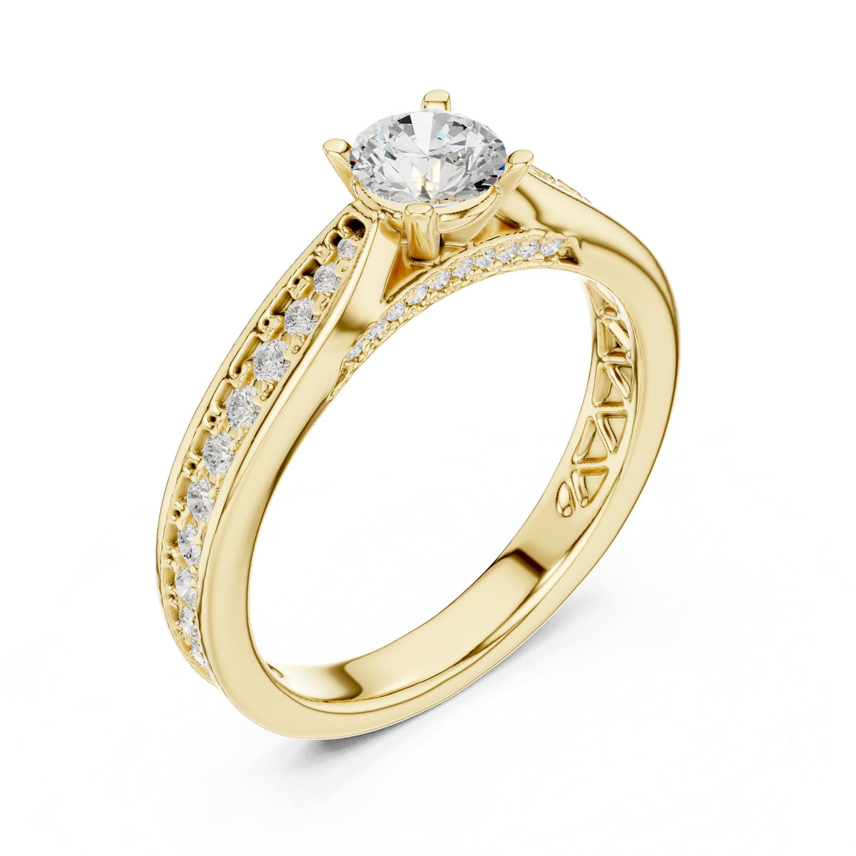 Round Accented Lab Grown Diamond Engagement Ring