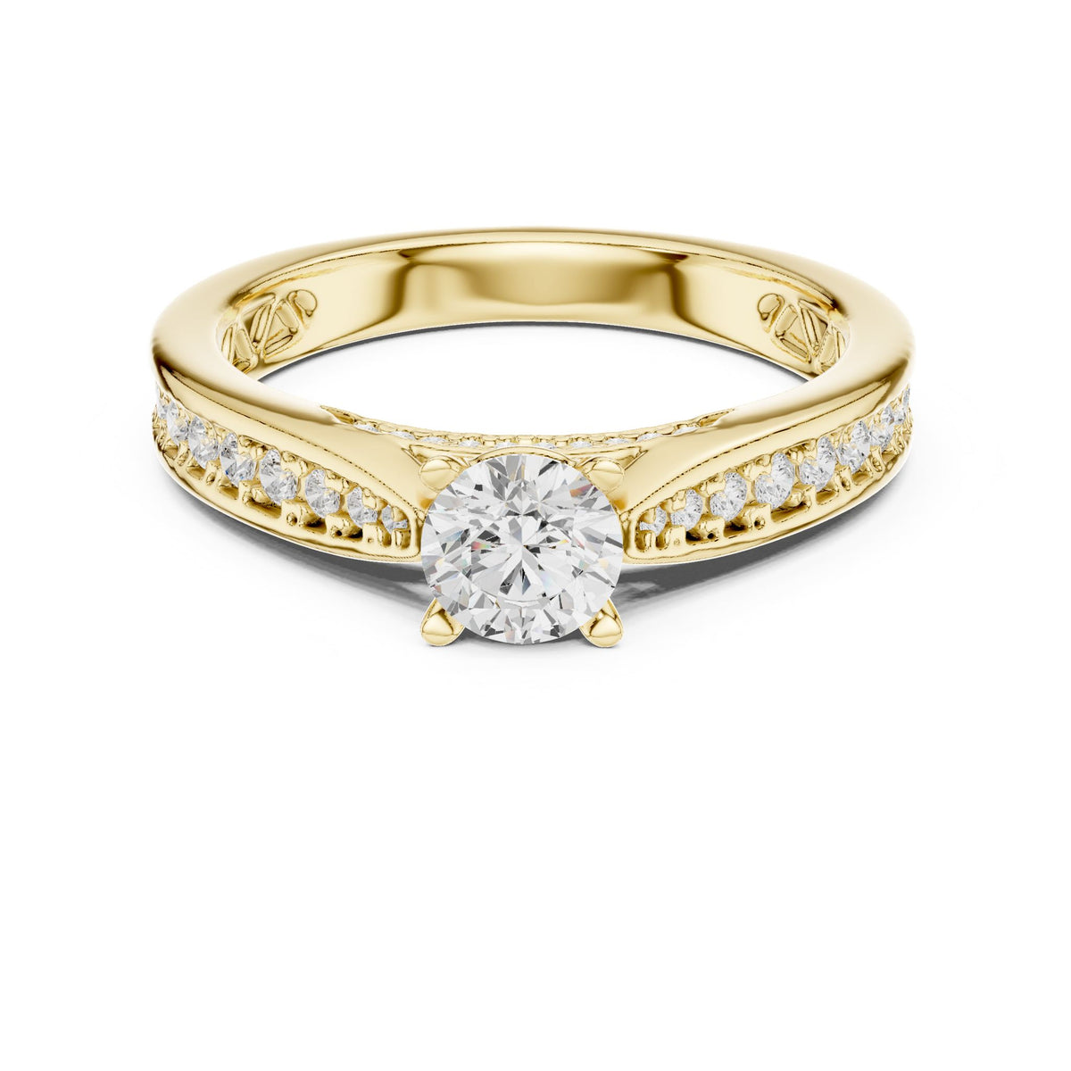 Round Accented Lab Grown Diamond Engagement Ring