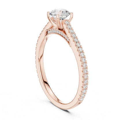 Round Accented Lab Grown Diamond Engagement Ring