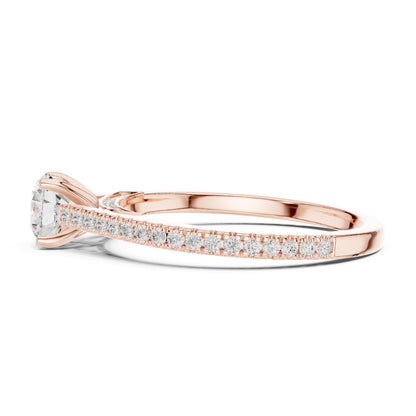 Round Accented Lab Grown Diamond Engagement Ring