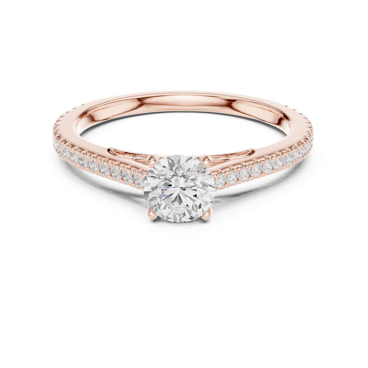 Round Accented Lab Grown Diamond Engagement Ring