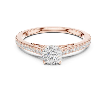 Round Accented Lab Grown Diamond Engagement Ring