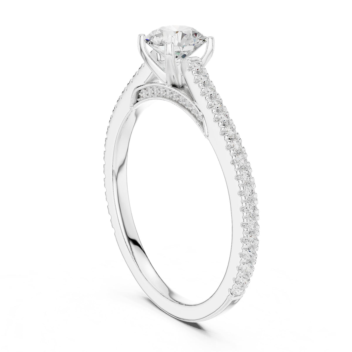 Round Accented Lab Grown Diamond Engagement Ring