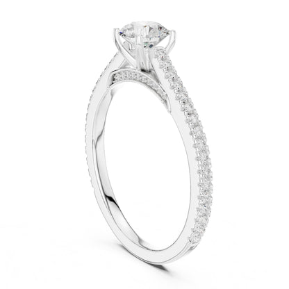 Round Accented Lab Grown Diamond Engagement Ring