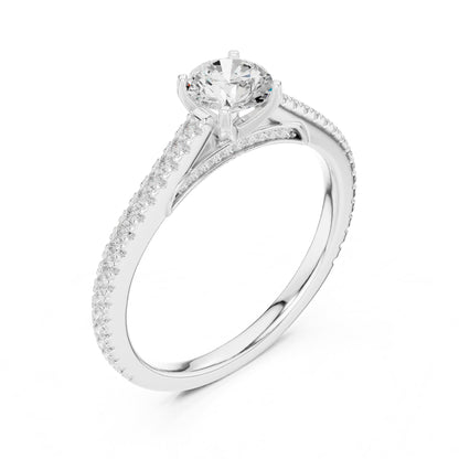 Round Accented Lab Grown Diamond Engagement Ring