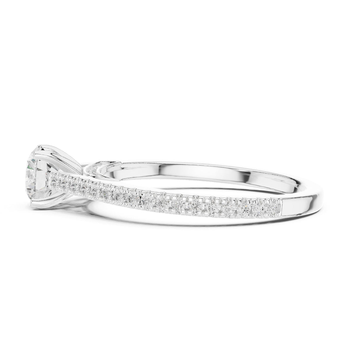 Round Accented Lab Grown Diamond Engagement Ring