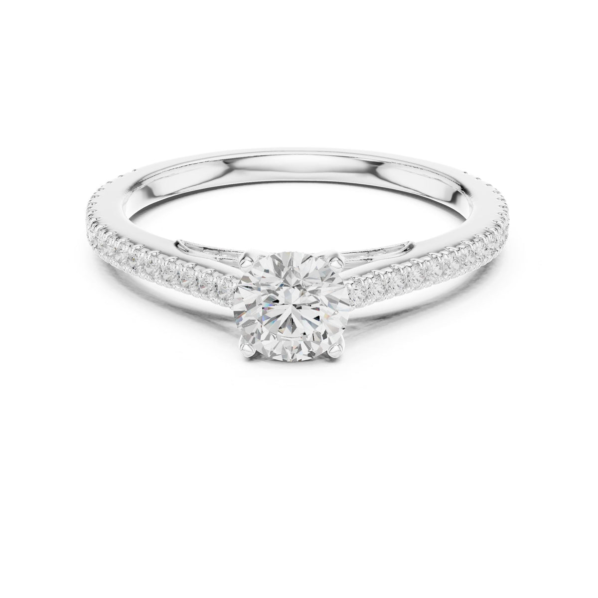 Round Accented Lab Grown Diamond Engagement Ring