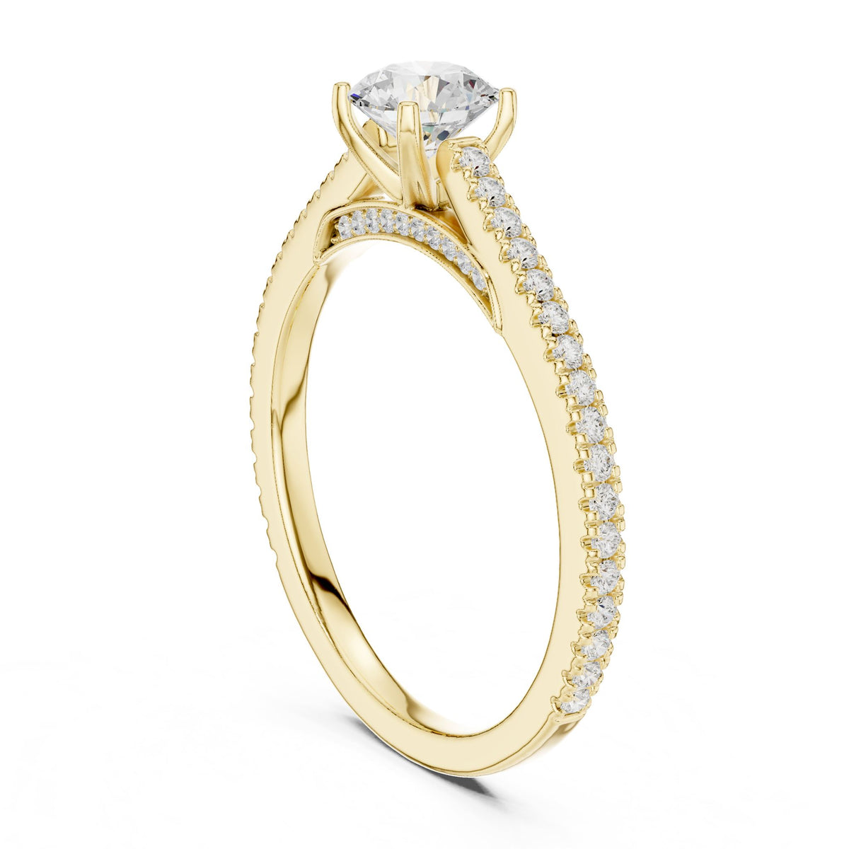 Round Accented Lab Grown Diamond Engagement Ring