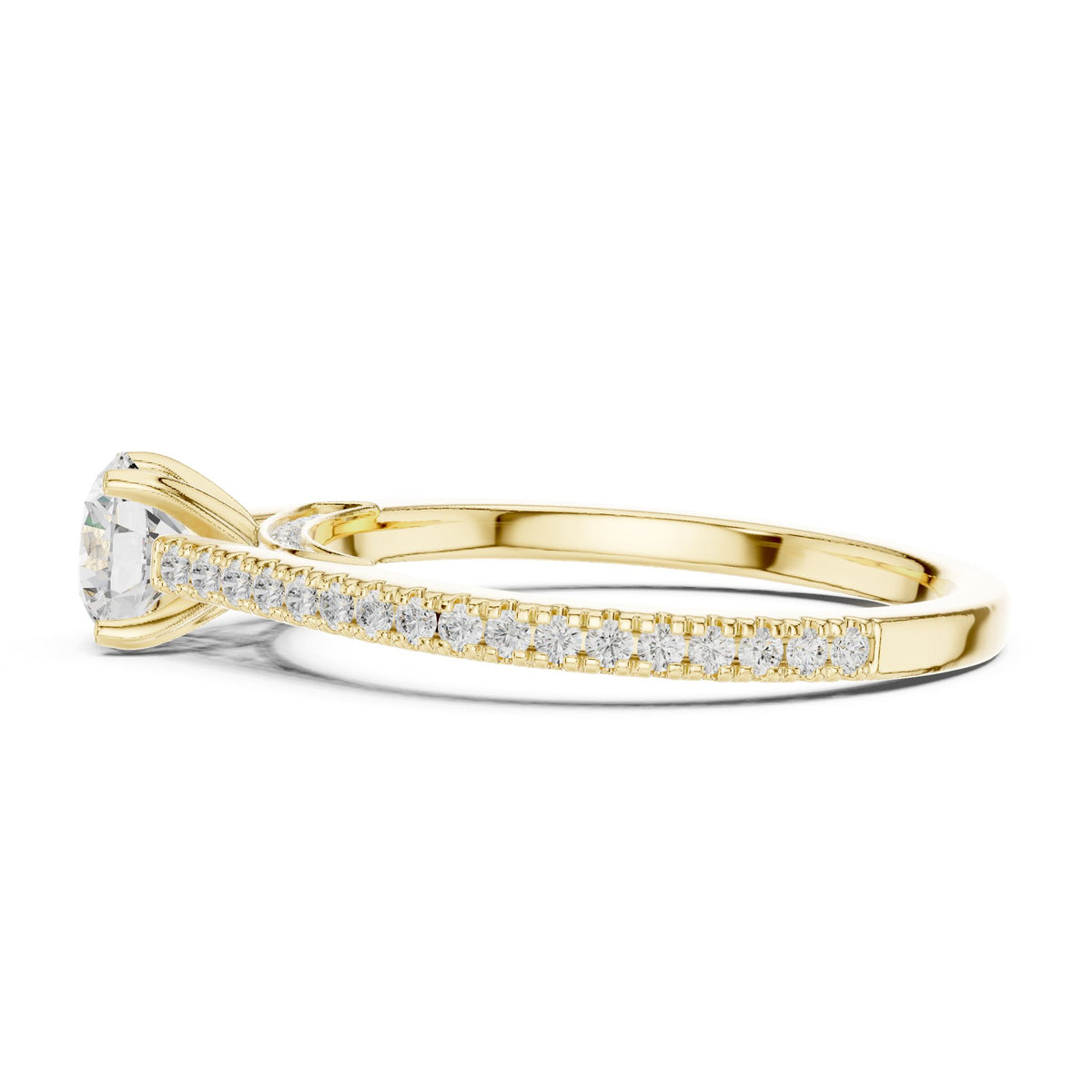 Round Accented Lab Grown Diamond Engagement Ring