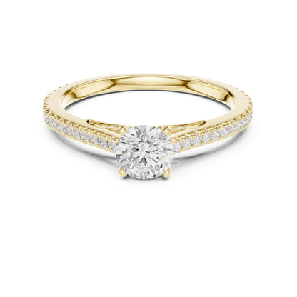 Round Accented Lab Grown Diamond Engagement Ring