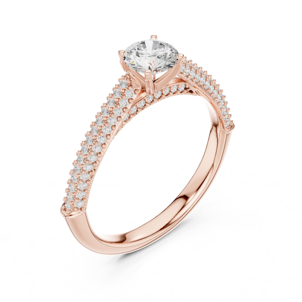 Round Accented Lab Grown Diamond Engagement Ring