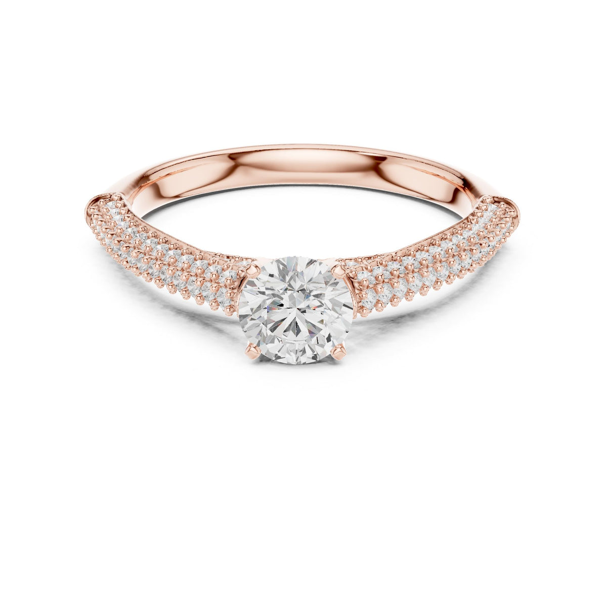 Round Accented Lab Grown Diamond Engagement Ring