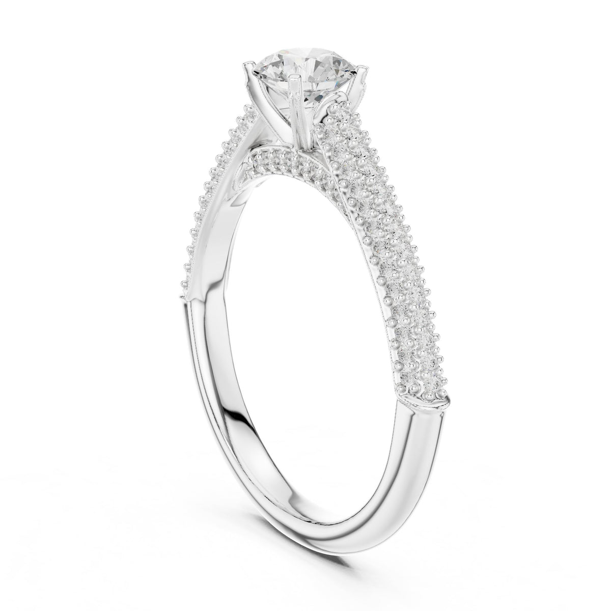 Round Accented Lab Grown Diamond Engagement Ring