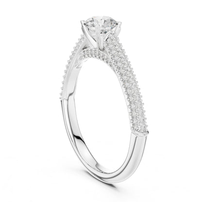 Round Accented Lab Grown Diamond Engagement Ring