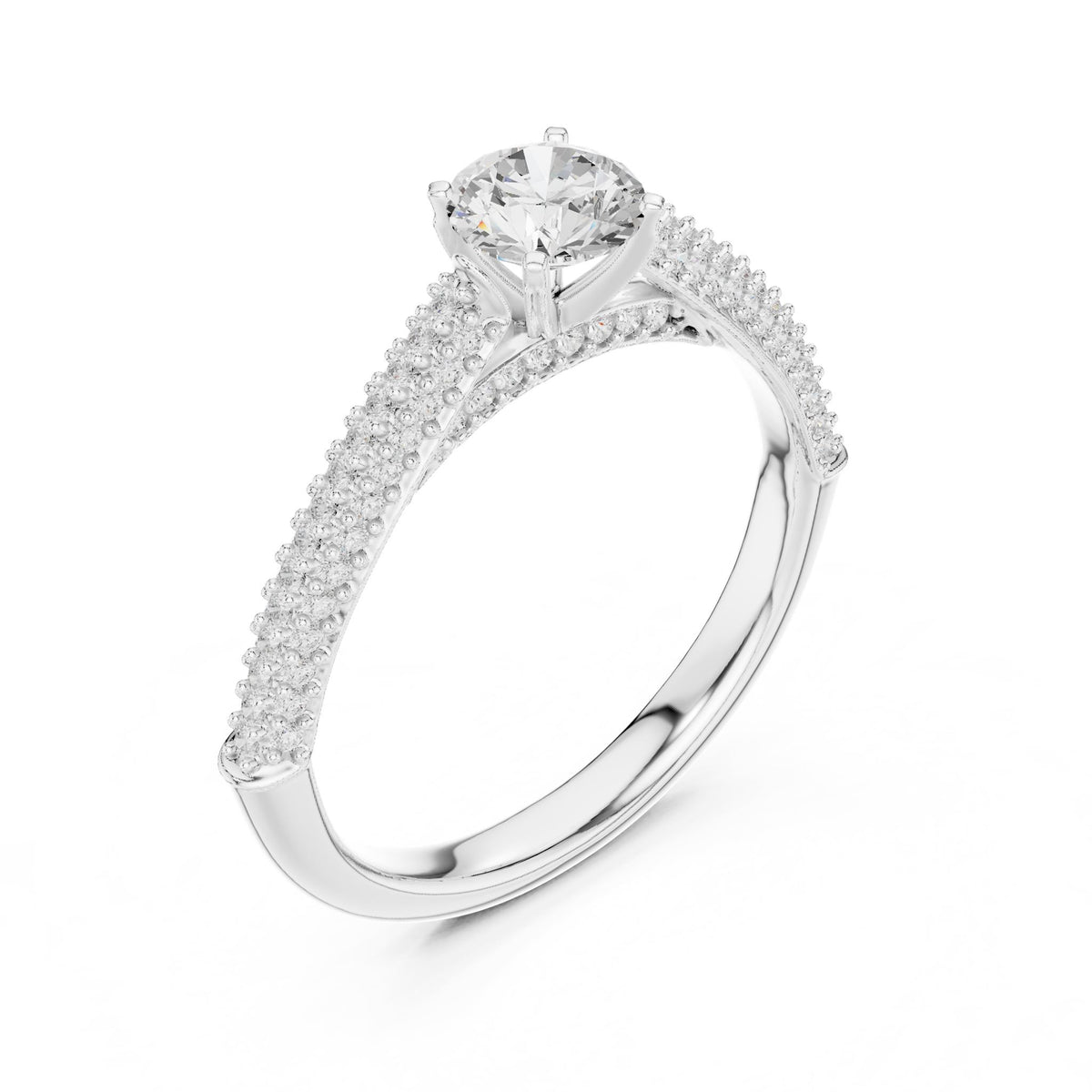 Round Accented Lab Grown Diamond Engagement Ring