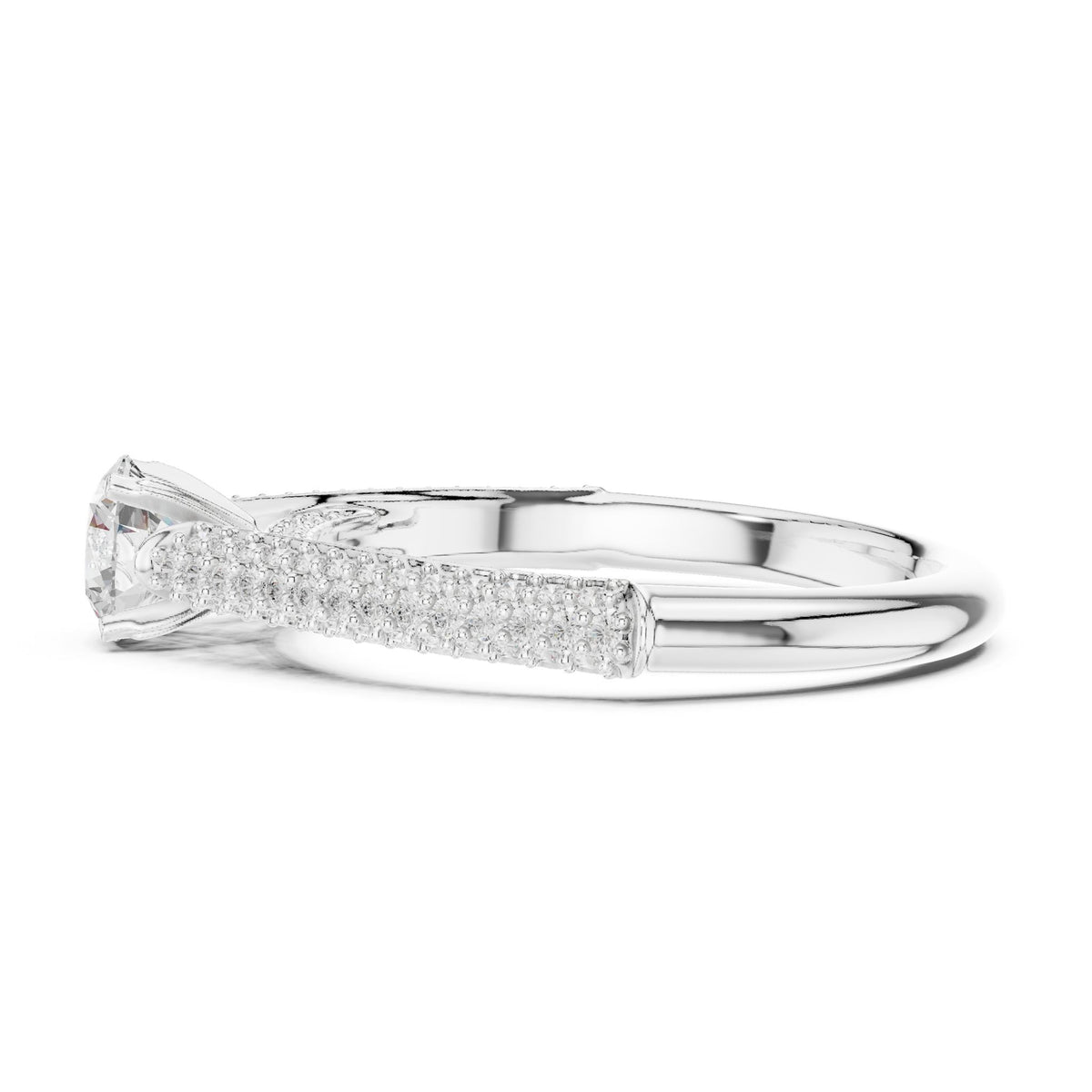 Round Accented Lab Grown Diamond Engagement Ring