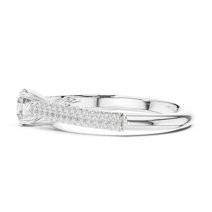 Round Accented Lab Grown Diamond Engagement Ring