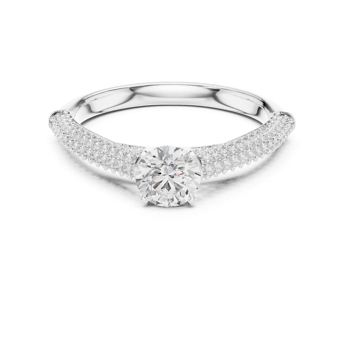 Round Accented Lab Grown Diamond Engagement Ring