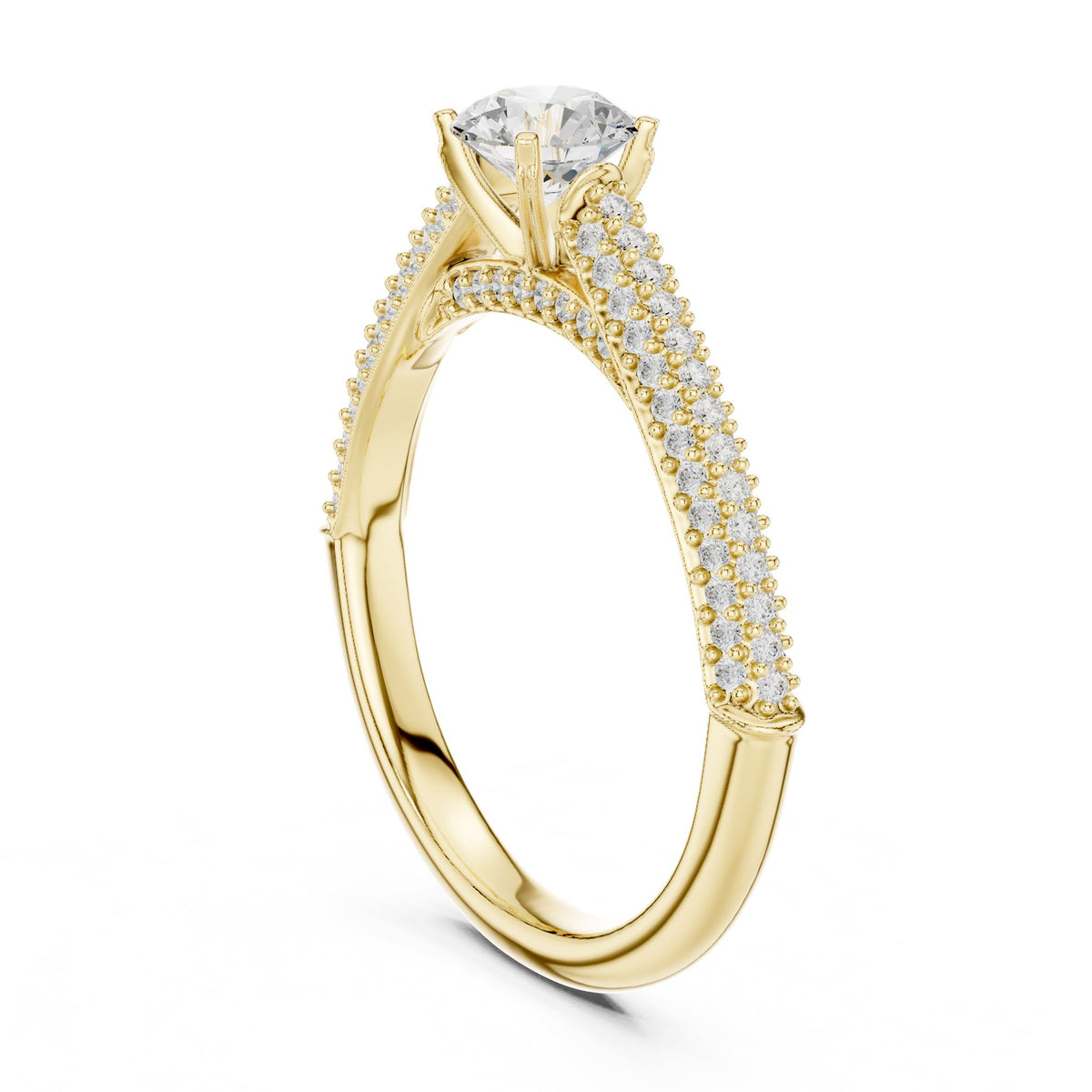 Round Accented Lab Grown Diamond Engagement Ring