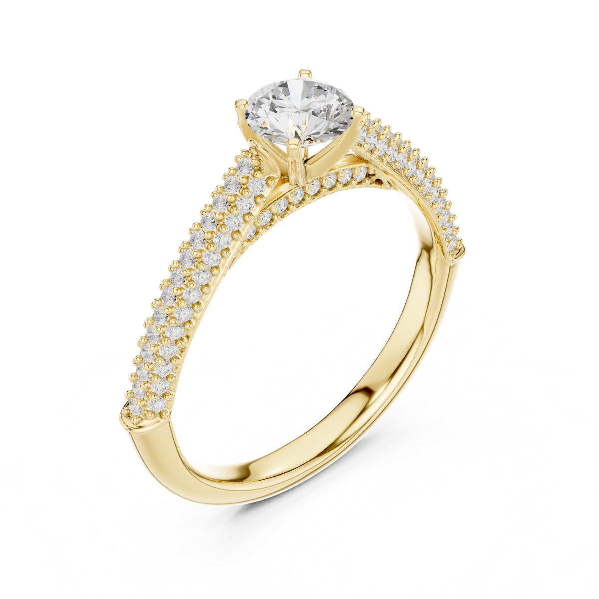 Round Accented Lab Grown Diamond Engagement Ring
