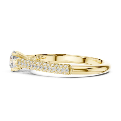 Round Accented Lab Grown Diamond Engagement Ring