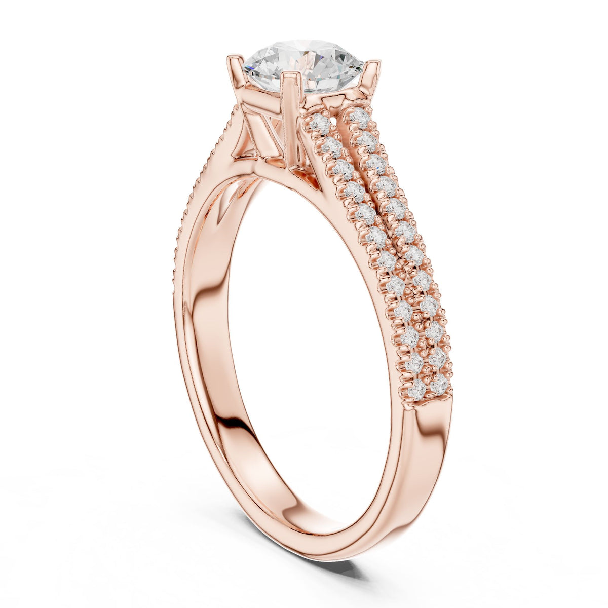 Round Accented Lab Grown Diamond Engagement Ring