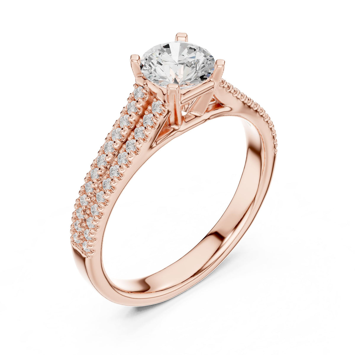 Round Accented Lab Grown Diamond Engagement Ring