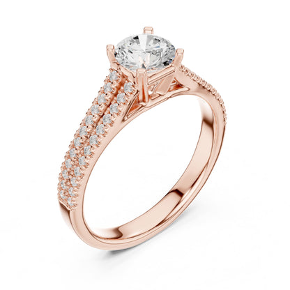 Round Accented Lab Grown Diamond Engagement Ring