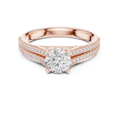 Round Accented Lab Grown Diamond Engagement Ring