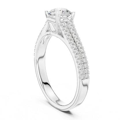 Round Accented Lab Grown Diamond Engagement Ring