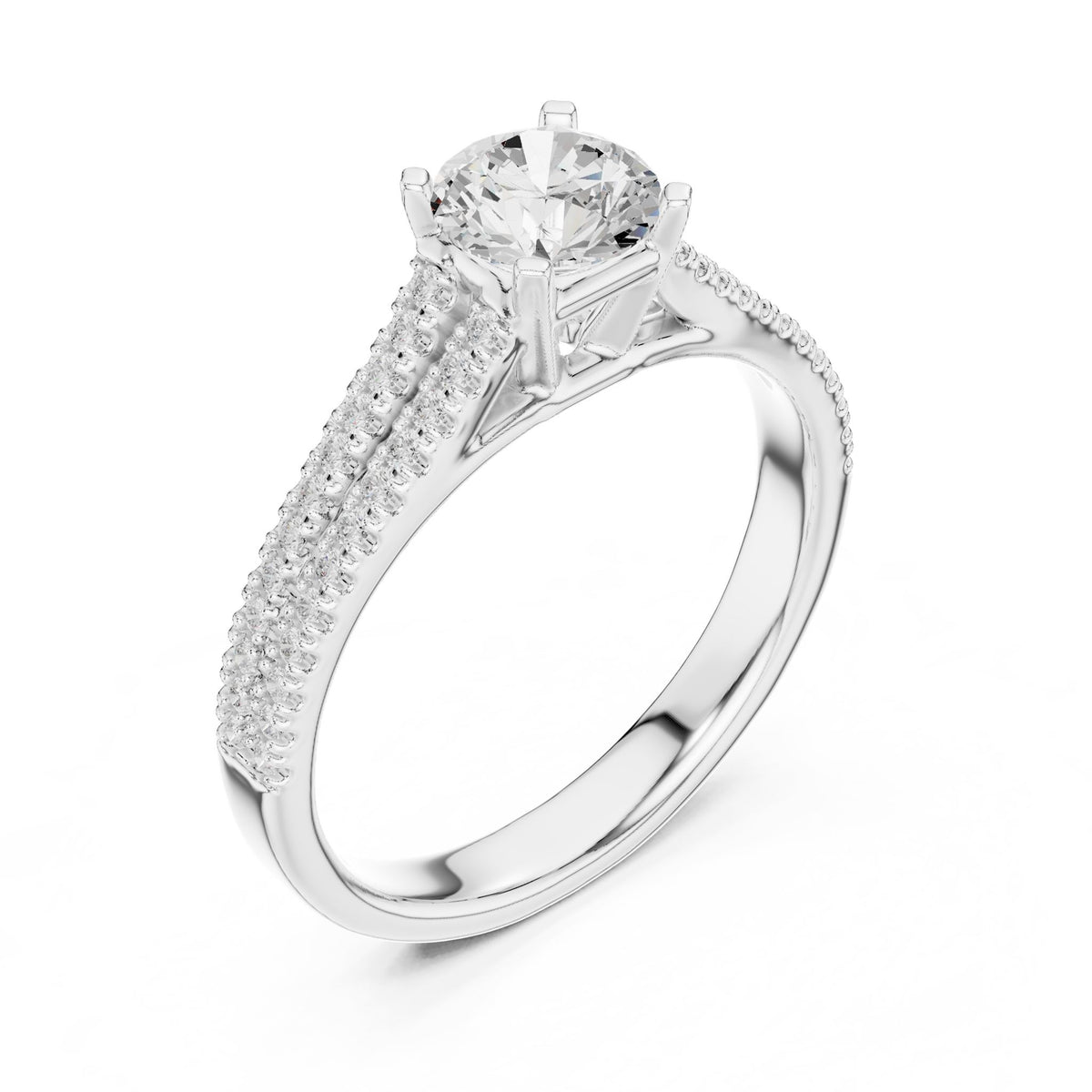 Round Accented Lab Grown Diamond Engagement Ring
