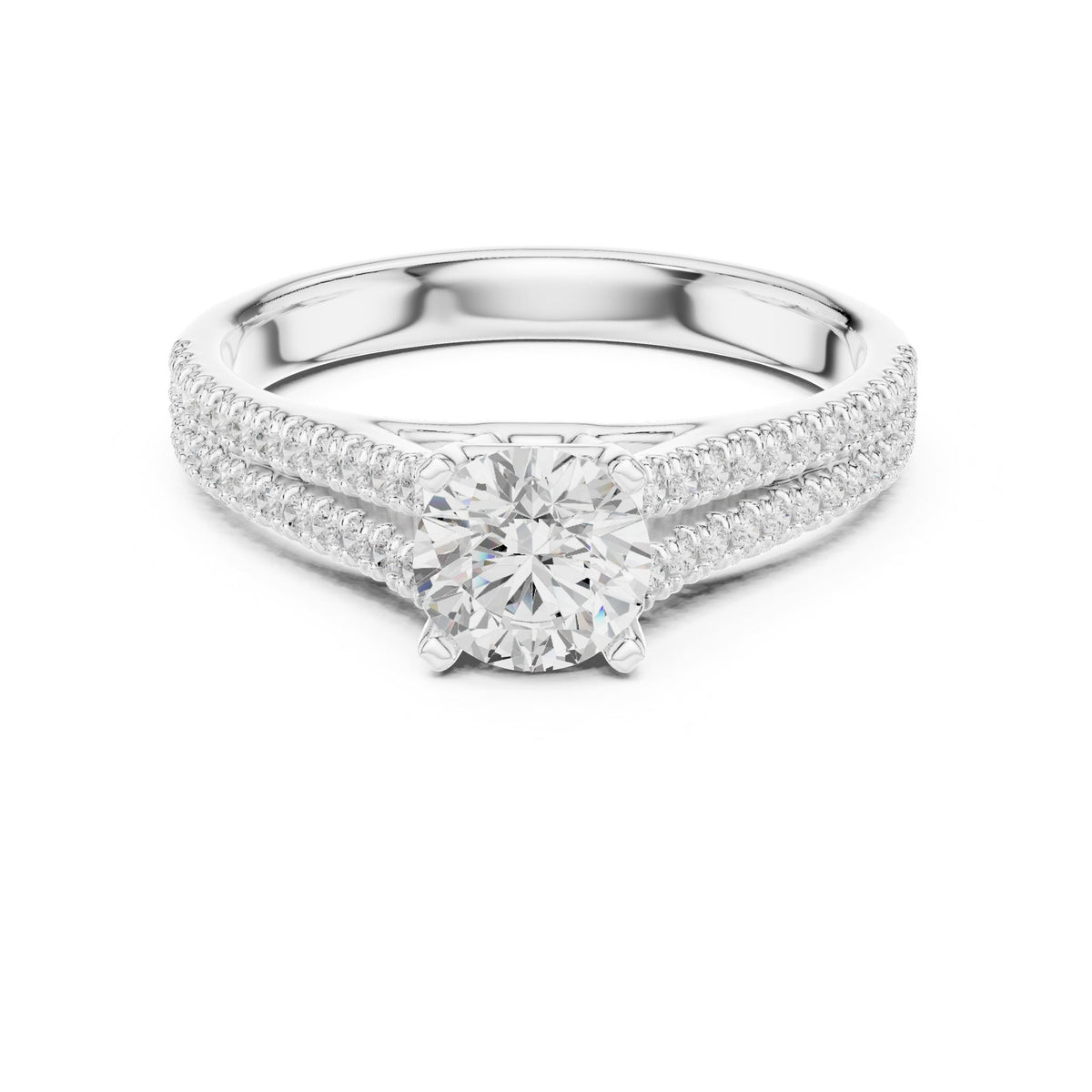 Round Accented Lab Grown Diamond Engagement Ring