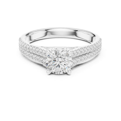 Round Accented Lab Grown Diamond Engagement Ring